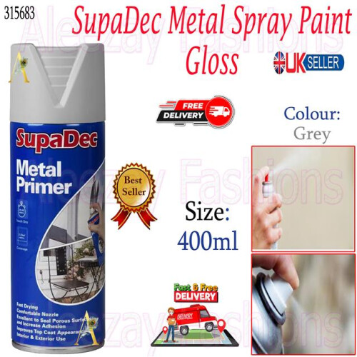 Matt Metal Spray Paint Fast Drying Interior or Exterior Use Grey 400ml