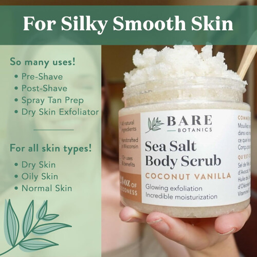 Bare Botanics Coconut Vanilla Body Scrub 24oz 1