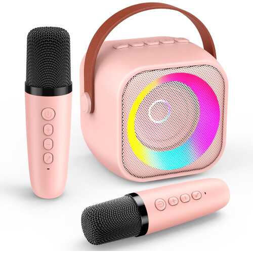 Portable Kids Karaoke Machine Fun Activity with 2 Wireless Microphones