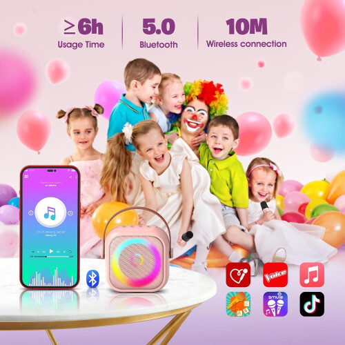 Portable Kids Karaoke Machine Fun Activity with 2 Wireless Microphones 2