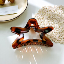 (Dark Coffee) Large Retro Star Design Hair Clip For Women Unique Tortoiseshell Hair Accessory