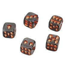 (Gold) 5pcs/Set 18mm Gothic Skull Dice Halloween Skeleton Dice,Black Resin Skull Dice Set, Dice for Club Pub Halloween Party