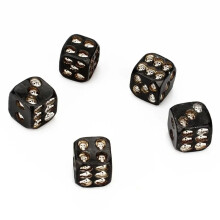 (Silver) 5pcs/Set 18mm Gothic Skull Dice Halloween Skeleton Dice,Black Resin Skull Dice Set, Dice for Club Pub Halloween Party