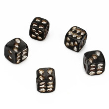 (Silver) 18mm Gothic Skull Dice Halloween Skeleton Dice,Black Resin Dice Set, Dice for Club Pub Halloween Party