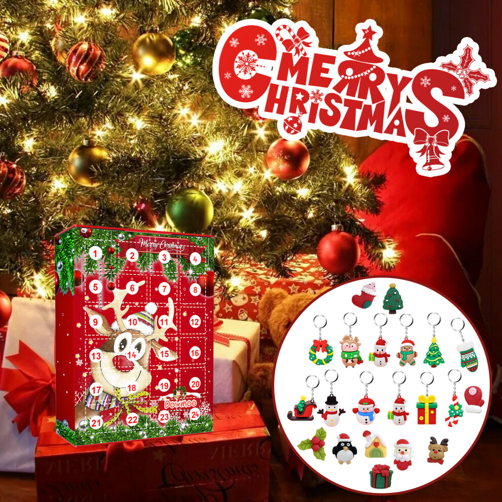 Christmas 24-day Countdown Keychain Blind Box Resin Pendant Surprise Gift Boxes