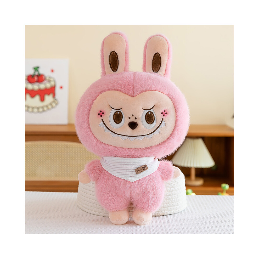 (Pink, 60cm/23.62in) Labubu Plush Toy Cute Cartoon Comfortable Girl Birthday Gift Throw Pillow Doll