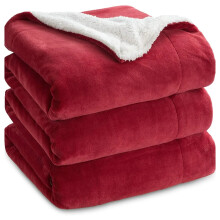 (Super King Sherpa Blanket) Red Blankets Soft Warm Fleece Throw Sherpa Blanket