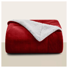 (King Sherpa Blanket) Red Blankets Soft Warm Fleece Throw Sherpa Blanket