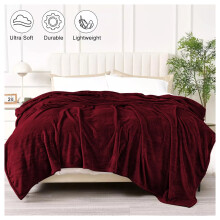 (Double Fleece Blanket) Red Blankets Soft Warm Fleece Throw Sherpa Blanket