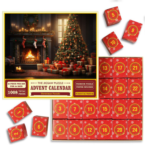 (A8) Christmas Jigsaw Blind Box Puzzle DIY Creative 1008 Pieces Countdown Advent Calendar Gift