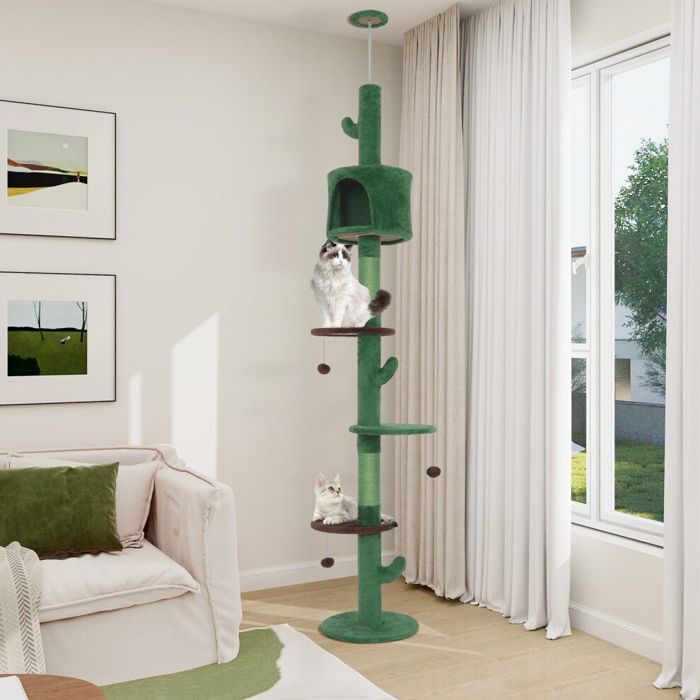 (Green) Floor to Ceiling Cat Tree Kitty Scratching Post UK