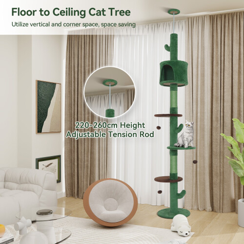 ELECWISH (Green) Floor to Ceiling Cat Tree Kitty Scratching Post UK 2