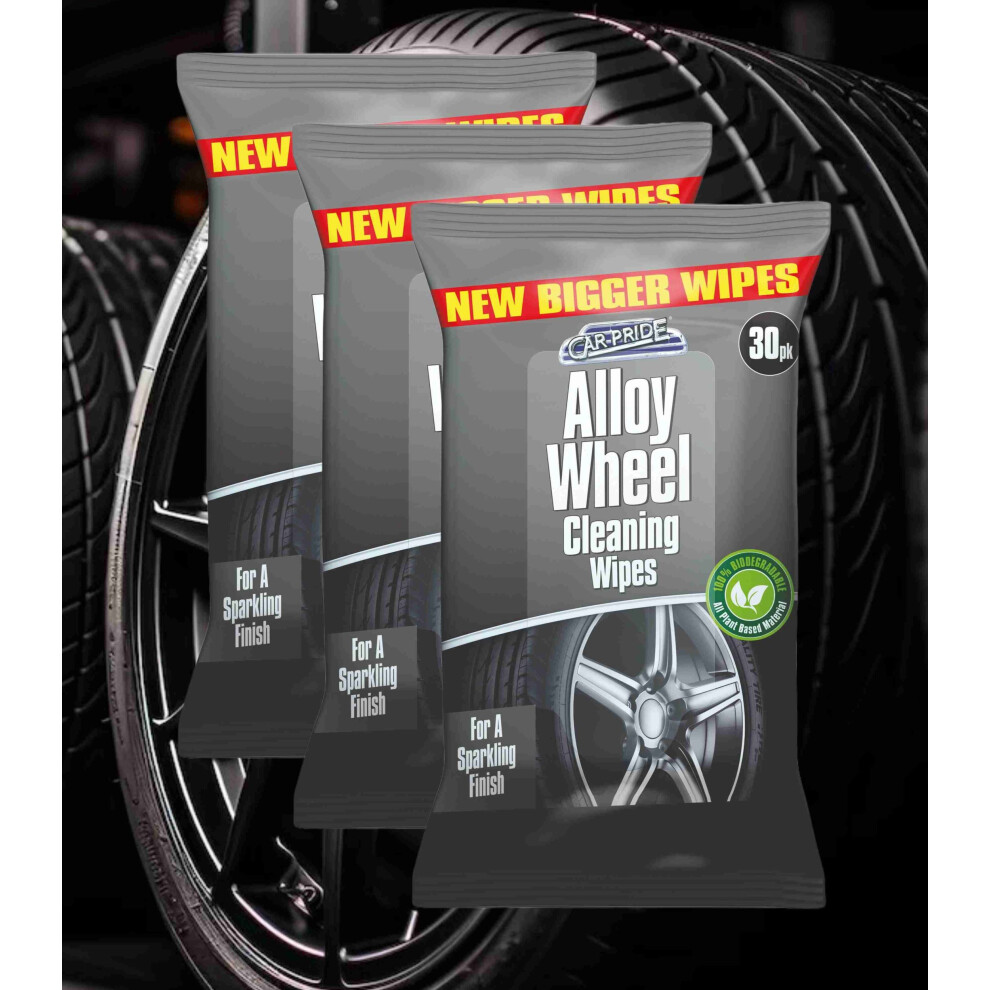 3x Alloy Wheel Cleaner Wipes Car Alloy Cleaning Dirt Dust Remover 30pk-image-OPC-PFBXQKK-NEW