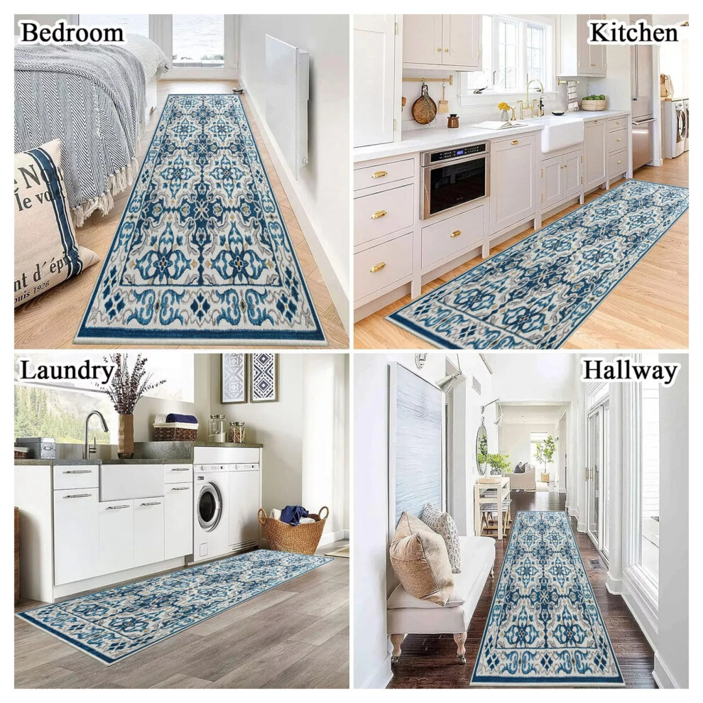 (80 x 300 cm (2 ft 6 in x 9 ft 8 in)- Extra Large Hallway Runner Rug) Non Slip Rugs Traditional Carpets Runner Doormats