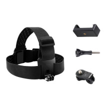 Adjustable Head Strap with Phone Clamp & Mounts for GoPro, Xiaoyi & Action Cameras (Black)