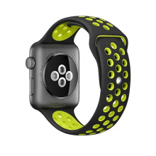 Fashionable Silicone Sport Band for Apple Watch 49mm/45mm/44mm/42mm/41mm (Black & Yellow)