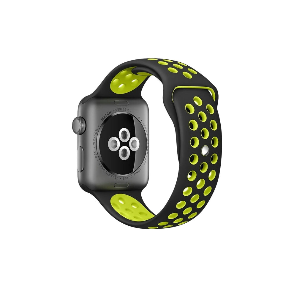 Fashionable Silicone Sport Band For Apple Watch 49Mm/45Mm/44Mm/42Mm/41Mm (Black & Yellow) Black,Yellow 8055341144953