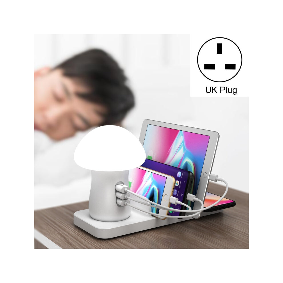 Photos - Other for Mobile HQ-UD12 4-in-1 40W QC3.0 USB Charger & Wireless Charging Station with LED Light, 1.2m, UK Plug (White)