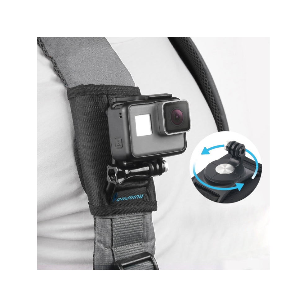 Ruigpro Hook & Loop Fastener Backpack Mount With Screw For Gopro, Dji Osmo, Xiaoyi Cameras (Black) Black 8032867018449