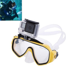 Water Sports Diving Mask with Mount for GoPro Hero12/11/10/9/8/7/6/5, Insta360 Ace/Pro, DJI Osmo Action 4 (Yellow)