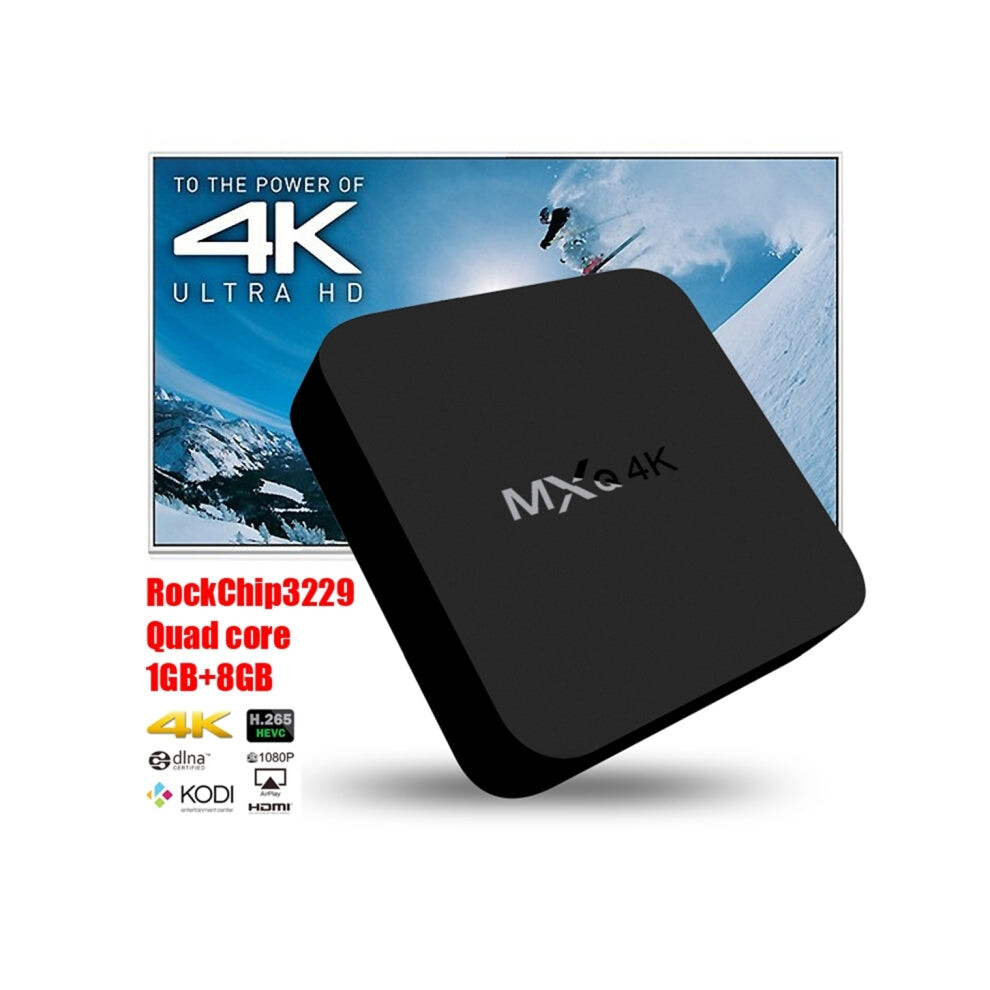 Mxq 4K Full Hd Media Player, Rk3229 Quad-Core, Android 9.0 Tv Box With Remote, 1Gb Ram, 8Gb Rom, Hdmi, Wifi, Miracast, Dlna (Uk Plug) 8055341127178