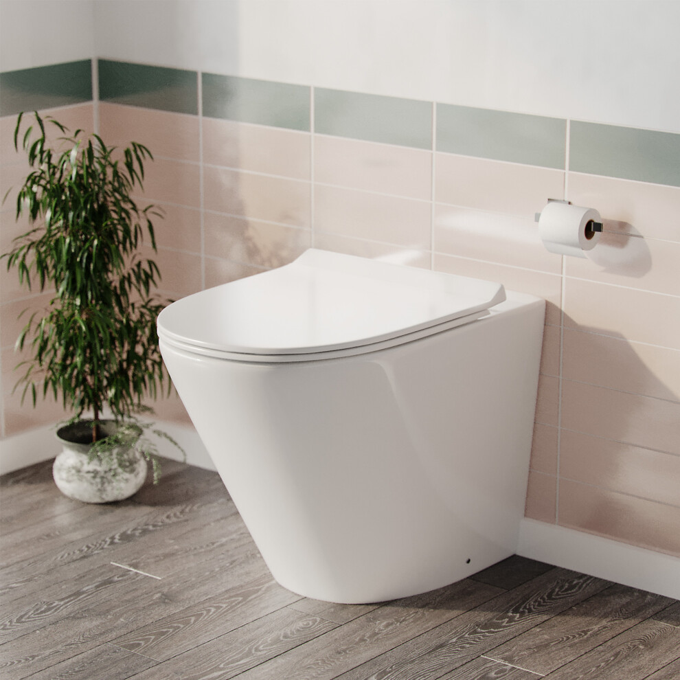 Rimless Round Back To Wall Pan with Soft Close Toilet Seat