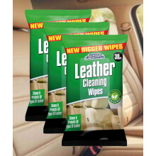 3x Leather Cleaning Wipes Car Leather Wet Wipes Cleans Protects 30pk