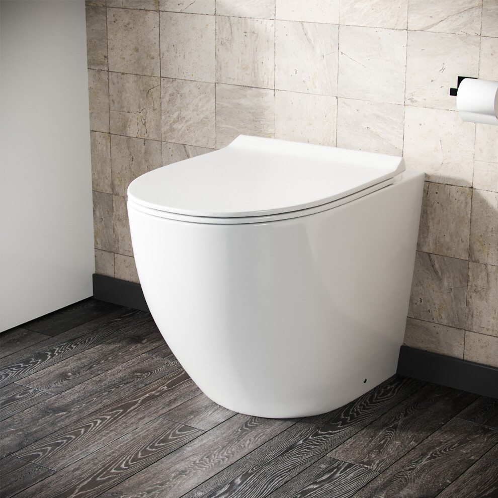 Rimless Round Back To Wall Pan with Soft Close Toilet Seat
