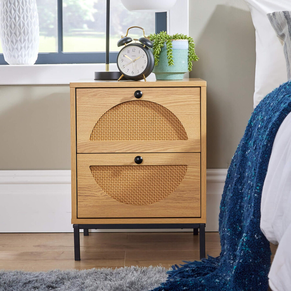 Modern Wooden Bedside Cabinet 2 Drawers Stylish Bedroom Furniture