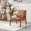 (Light Brown) Solid PU Leather Mid-Century Modern Accent Chair 3