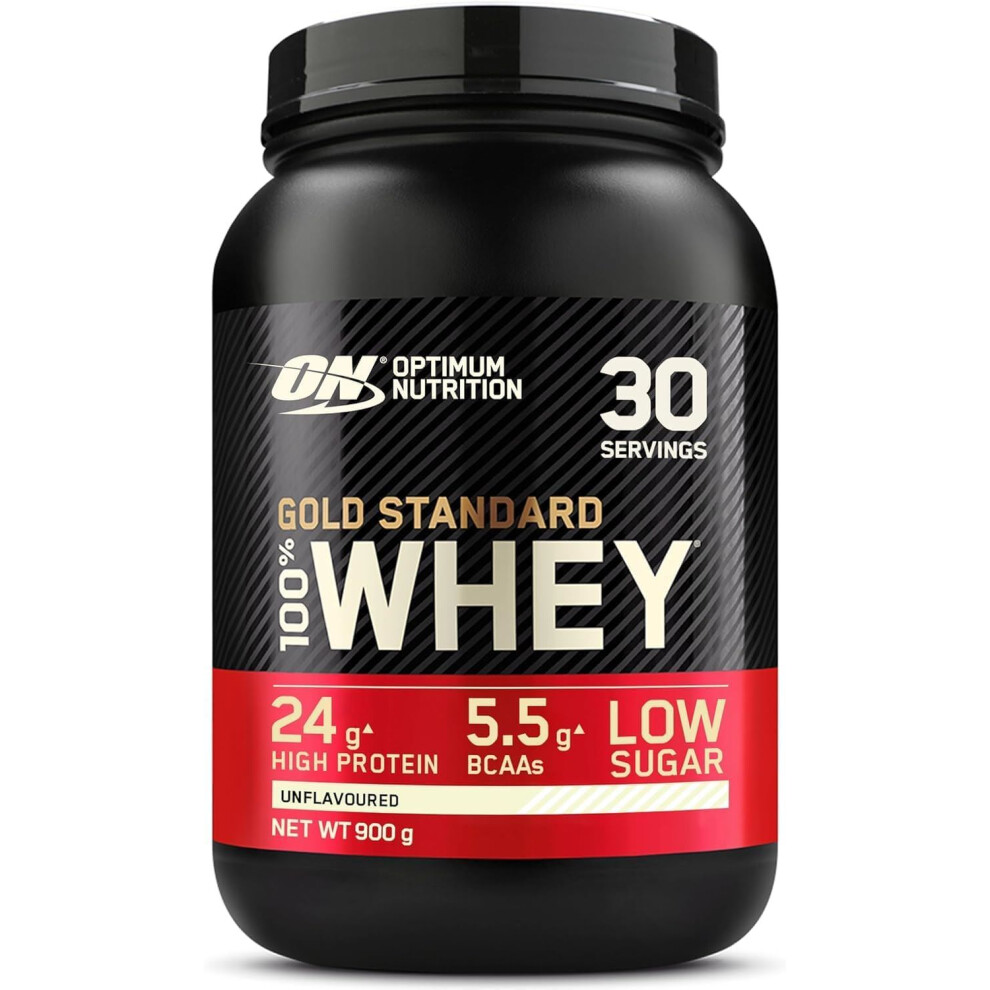 Optimum Nutrition Gold Standard 100% Whey 900G Unflavoured Opt185 | 24G Protein, 5.5G Bcaas, Low Fat & Sugar