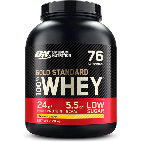 Optimum Nutrition Gold Standard 100% Whey Banana Cream 2.28kg (OPT045) - 24g Protein, Low Sugar