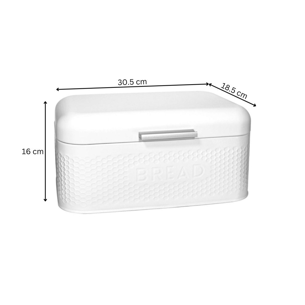 (White) Bread Storage Container Box Lidded Steel