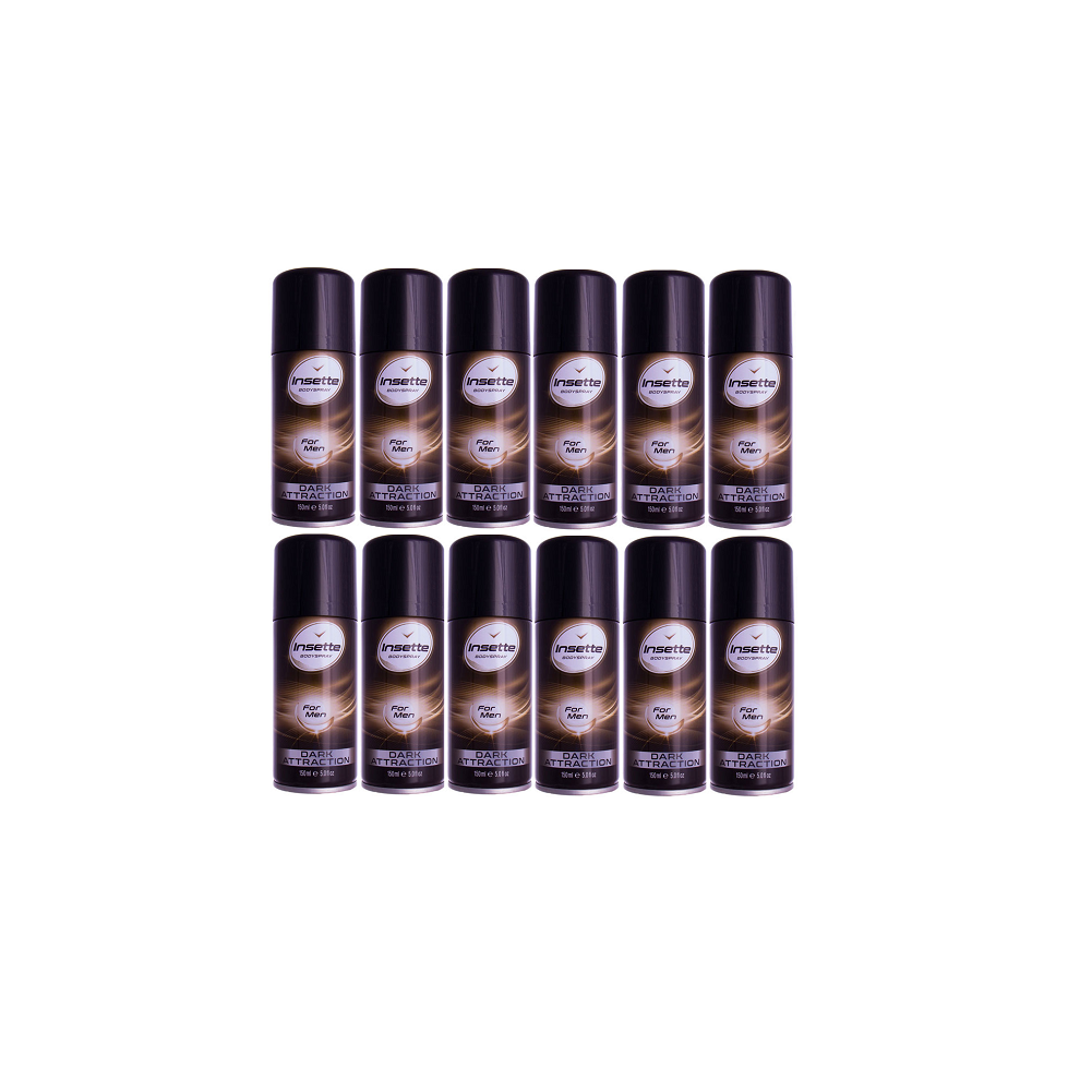 Insette Body Spray Dark Attraction Deodorant  12 x 150ml Sprays Bulk Buy