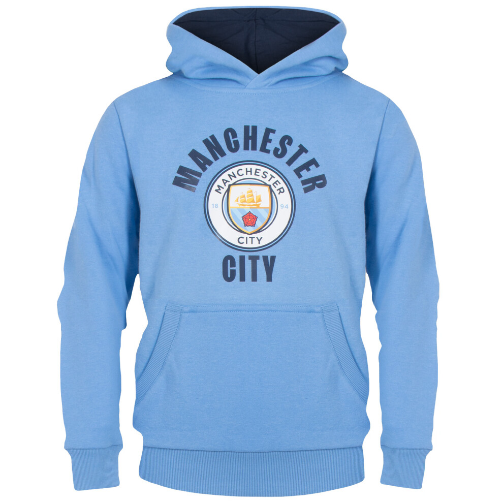 (Sky Blue, 12-13 Years) Manchester City Boys Hoody Fleece Graphic Kids OFFICIAL Football Gift