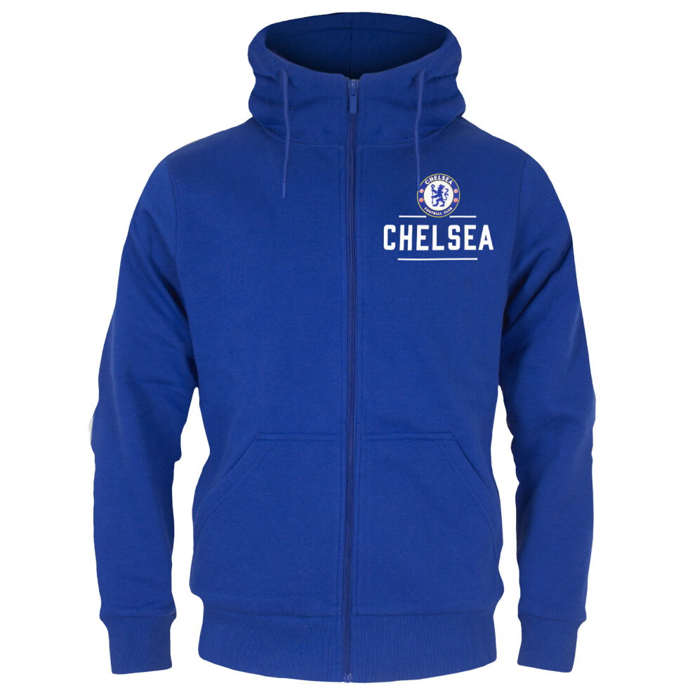 (Royal Blue, 3XL) Chelsea FC Mens Hoody Zip Fleece OFFICIAL Football Gift