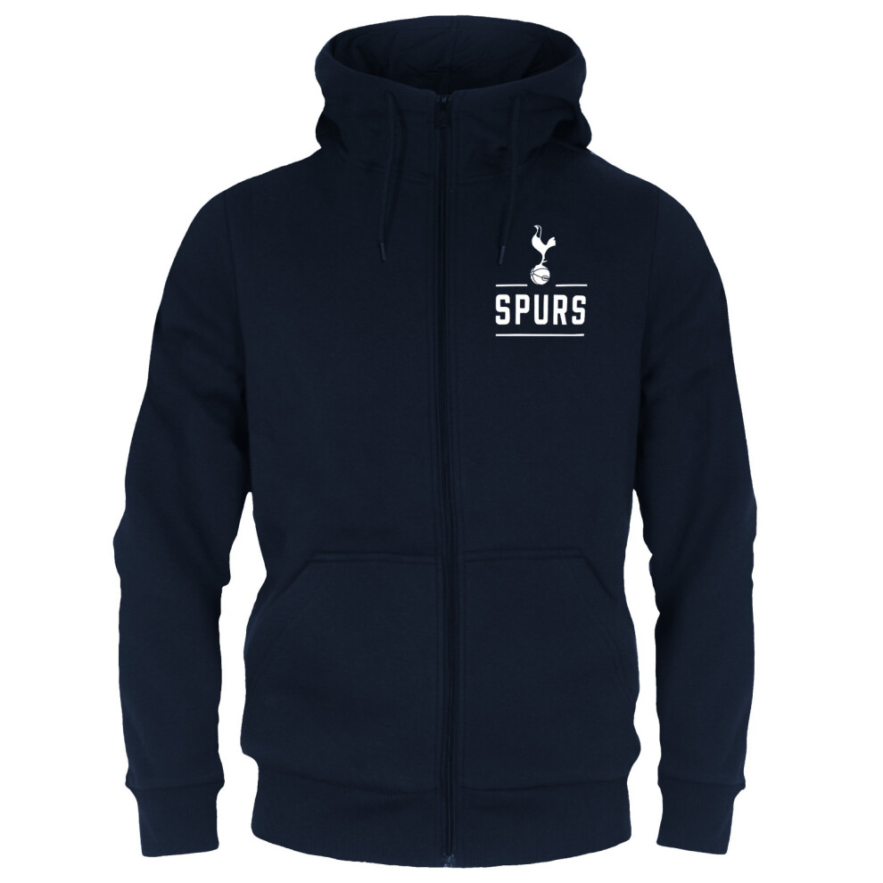 (Navy Blue, XL) Tottenham Hotspur FC Official Football Gift Mens Fleece Zip Hoody