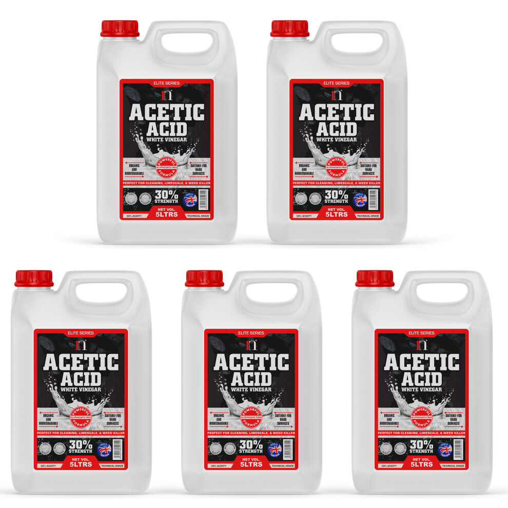 (25 Litres) Acetic Acid 30% Strong White Vinegar 5 Litres
