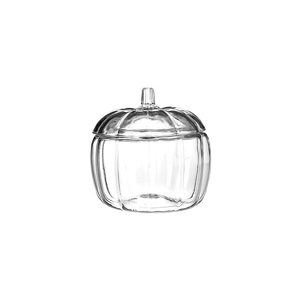 (1 jar) Halloween Glass Pumpkin Jar with Lid 70 Oz Clear