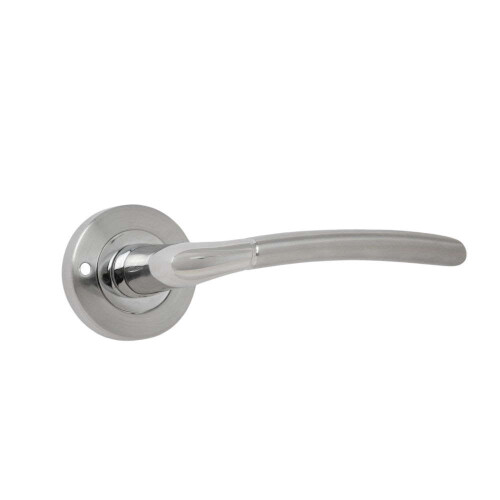 VIBE IOS Push Button Privacy Lever Handle in a Chrome Dual Finish 2