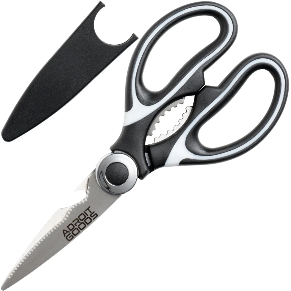 (Black) AdroitGoods Multifunction Kitchen Scissors - Dishwasher Safe - Household Scissors - Left & Right Handed