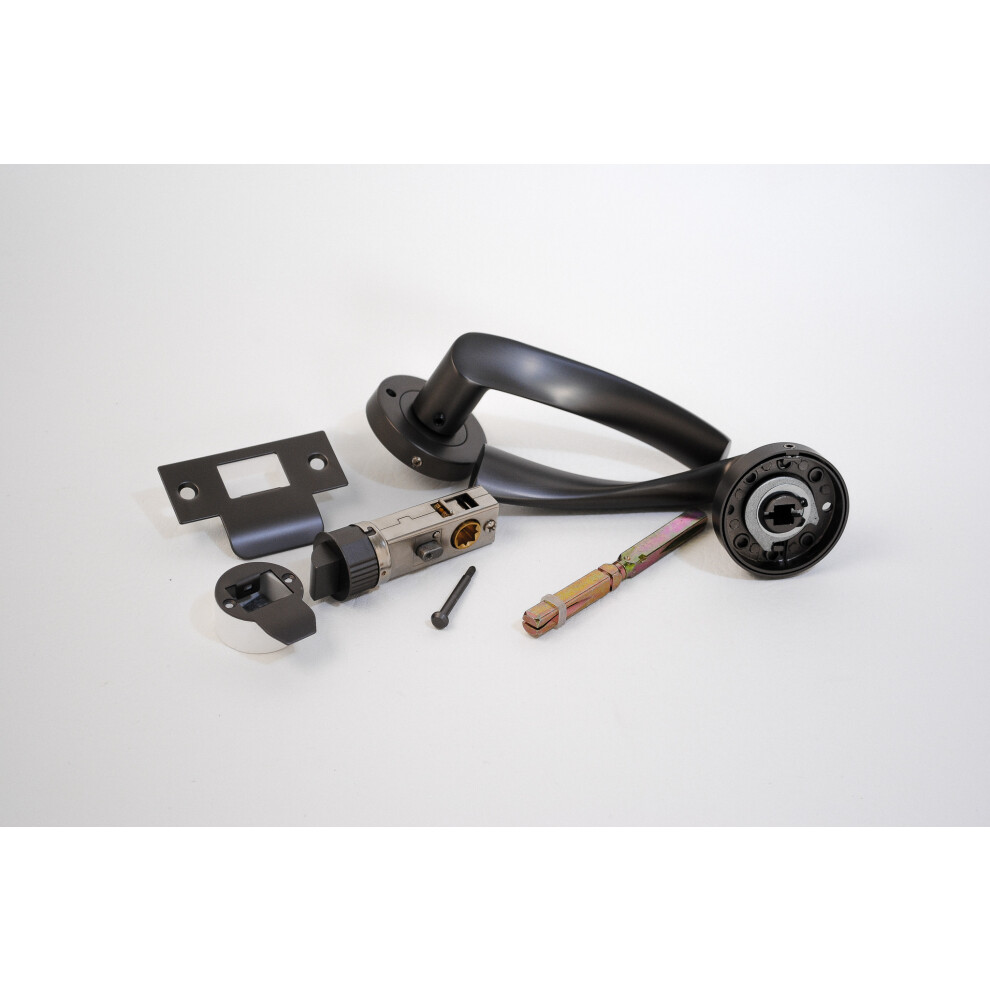 (Gun Metal, Privacy Quick Latch) Onyx Twirl Push Button Privacy Latch & Handle Sets 5052351062621