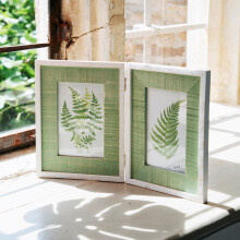 SASS & BELLE DISTRESSED GREEN WOODEN DOUBLE PHOTO FRAME