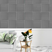 (Matte Grey, Set of 8) 3D Wall Panels (50x50cm) 3D Fluted Line Design