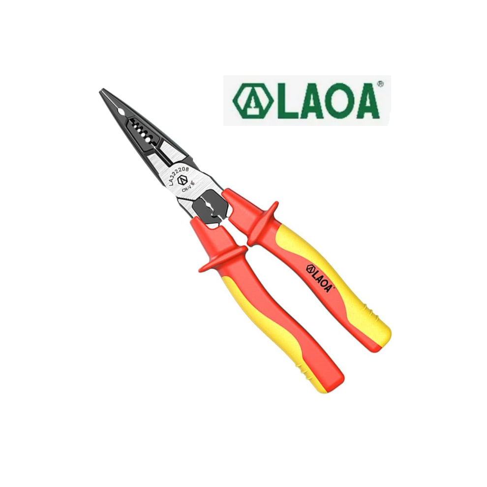 Laoa Multifunctional Vde Long Nose Pliers Wire Stripper Cable Cutter 192Mm Long 6920246641659