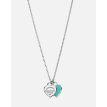 Tiffany & Co. 925 Sterling Silver Return To Blue Mini Double Hearts