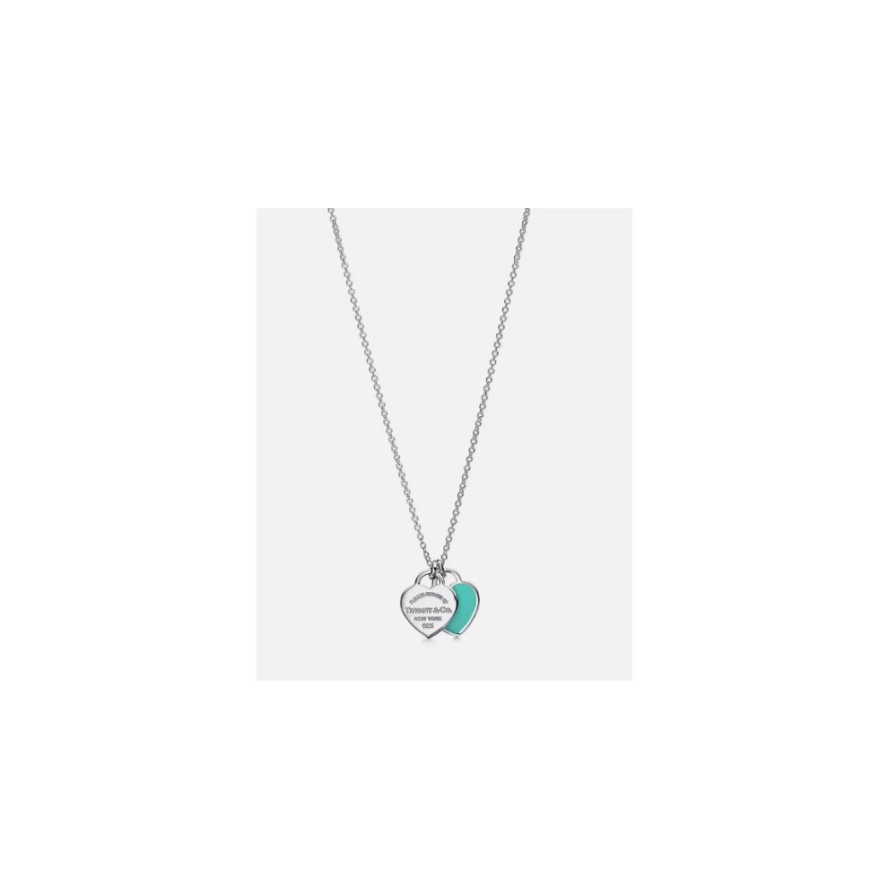 Tiffany & Co. 925 Sterling Silver Return To Blue Mini Double Hearts