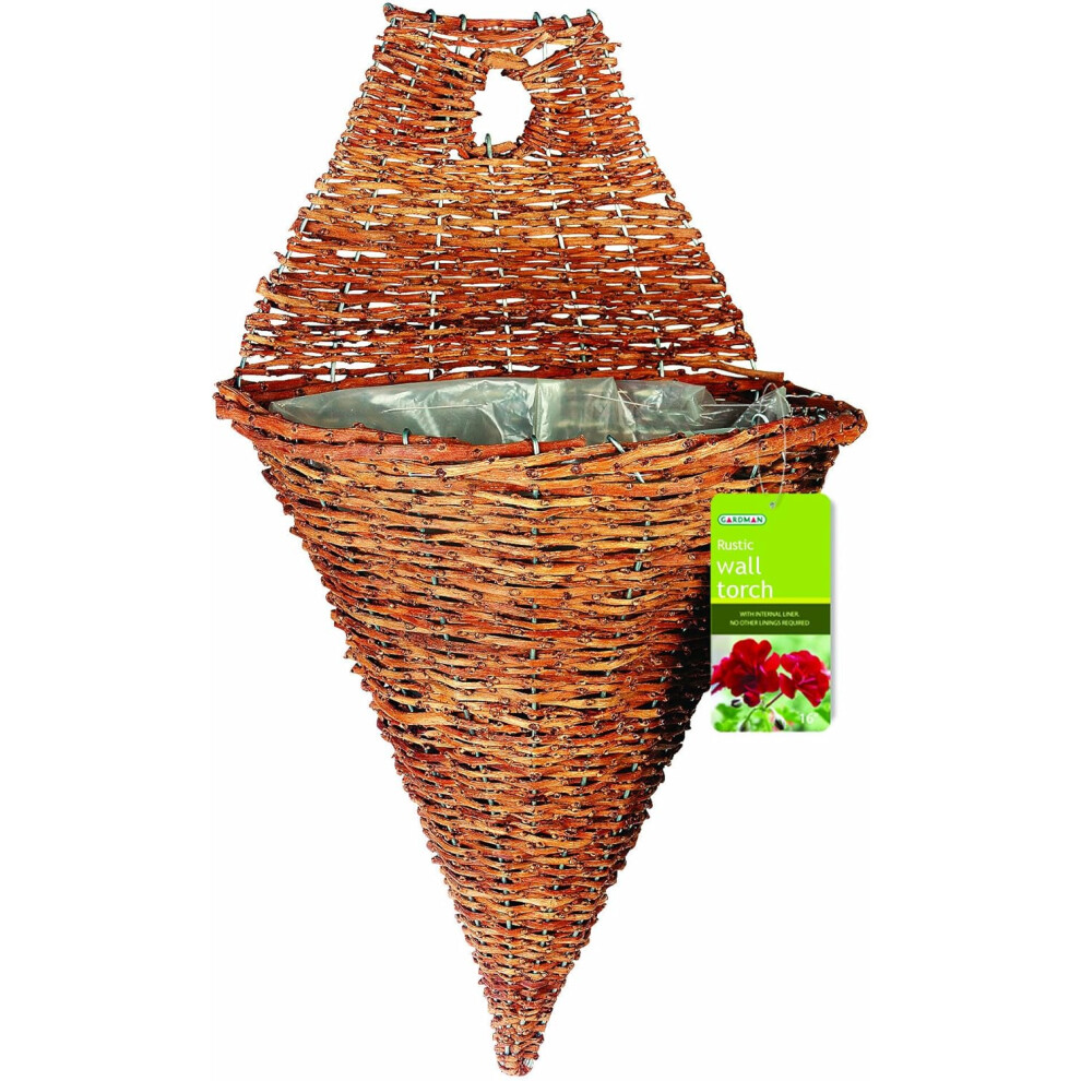 Gardman 12-inch Rustic Wall Torch Planter, 30cm