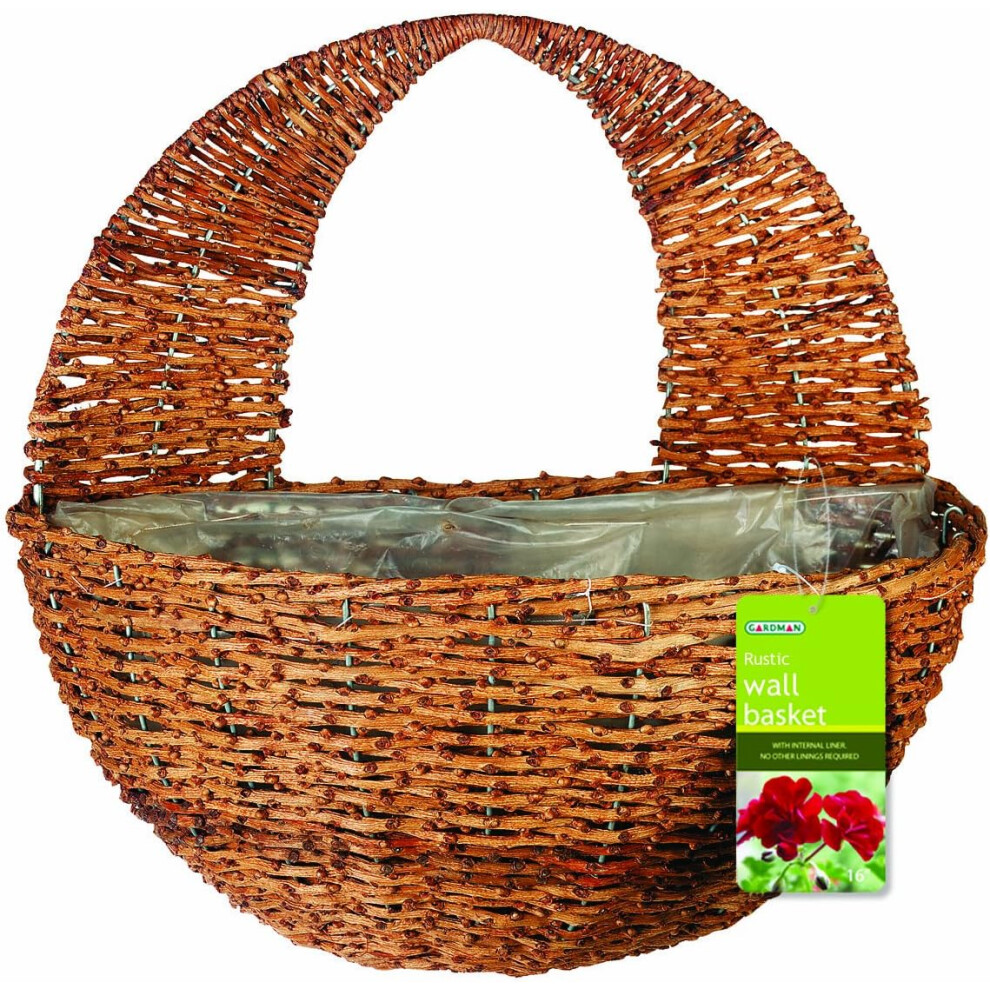 Gardman 12-Inch Round Rustic Wall Basket Planter, Multi-Colour