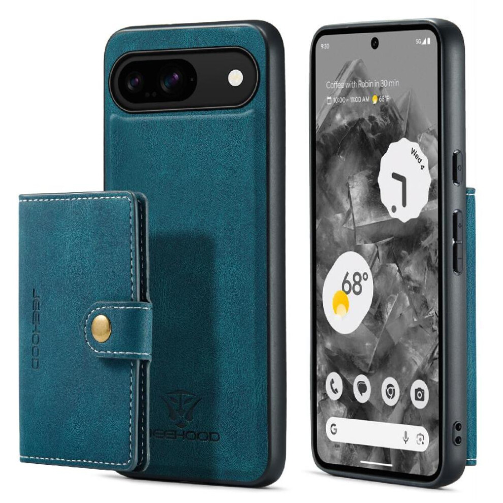 (Blue) Case For Google Pixel 9 Stand Cardholder Magsafe Detachable Magnetic Design Blue 764762795962